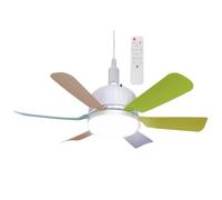 SUIOPPYUW Ventilateur de plafond pour salon avec éclairage, abat-jour transparent, sécurité et fiabilité, économie d'énergie, ABS durable, avec, Feuilles colorées à 6 feuilles