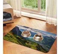 Suisse Alpes Tapis d'alimentation pour animaux de compagnie 30 x 45 cm, tapis absorbant pour gamelle d'eau et de nourriture, tapis de nourriture en cuir PU, tapis imperméable à séchage rapide pour