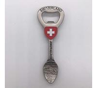 Suisse Ouvre-bouteille 3D Aimant de réfrigérateur en métal Souvenir Touristique Aimant Chinois Fait à la main Artisanat et Cuisine Décoration Lettre Réfrigérateur Autocollant magnétique (Suisse 2)