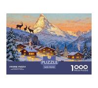 Suisse Zermatt Matterhorn Première Neige Puzzle en Bois Imperméable DIY Puzzles De 1000 Pièces pour Adultes Cadeaux Coloré Jeux De Stimulants