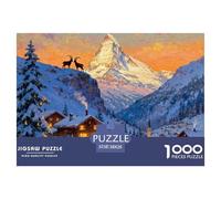 Suisse Zermatt Matterhorn Première Neige Puzzle en Bois Imperméable DIY Puzzles De 1000 Pièces pour Adultes Défi Et Casse-tête Jeux De Stimulants