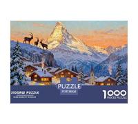 Suisse Zermatt Matterhorn Première Neige Puzzle en Bois Imperméable Puzzles De 1000 Pièces pour Adultes Cadeaux Défi Et Casse-tête Jeux Éducatifs