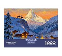 Suisse Zermatt Matterhorn Première Neige Puzzle en Bois Imperméable Puzzles De 1000 Pièces pour Adultes Coloré Jeux De Stimulants