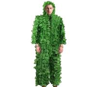 Suit feuille pour la chasse - tenue de ghillie de camouflage 3D, couverture verte légère | Vêtements de dissimulation pour la photographie de la jungle, de la faune des bois, costume de forêt fu