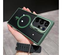 Suitable for Samsung S23/S24 Series Invisible Metal Lens Holder Transparent Magnetic Mobile Phone Case, 2024 New Invisible Metal Lens Holder Transparent Magnetic Phone Case (for s22 ultra,GREEN)