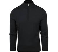 Suitable Pull demi-zippé Merino Vert foncé - Taille - Homme - Vêtements - Slim Fit - Laine - Parfait pour l'automne et l'hiver, Noir , XL