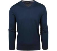 Suitable Pull en laine mérinos à col en V Bleu marine - Taille XXL - Homme - Vêtements
