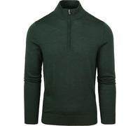 Suitable Pull-over en laine mérinos à demi-fermeture éclair vert foncé - Taille - Homme - Vêtements - Coupe ajustée - Laine - Parfait pour l'automne et l'hiver, M