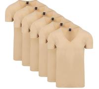 Suitable Vitaru Lot de 6 maillots de corps pour homme, basiques, blancs, avec col en V extra profond, coupe ajustée, en coton bio stretch