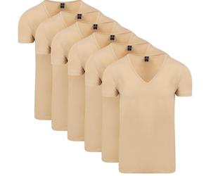Suitable Vitaru Lot de 6 maillots de corps pour homme, basiques, blancs, avec col en V extra profond, coupe ajustée, en coton bio stretch