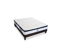 SUITE ETOILEE - Ensemble SUITE PRESIDENTIELLE 140x190 cm - Matelas Mémoire de forme + Sommier Bois