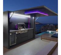 Suite personnalisée de barbecue de dimension, cuisine extérieure | Options d'équipement polyvalentes, auvent de levage automatique, lavabo, découpe du brûleur latéral et roulettes