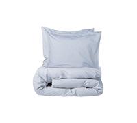 SUITE702 Percale Linge de lit 70x90cm/140x200cm Blue-Ecru bleu clair