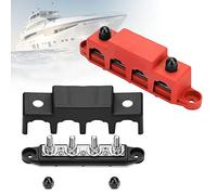 Suitedget B-054-2 Bornier Electrique 12v-48V Dc Avec 4 Blocs De Connexion M8 Pour Blocs De Distribution Électrique Avec Mise à La Terre Pour Voitures, Caravanes, Bateaux, Yachts (Rouge, Noir)