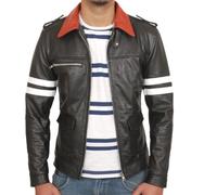 Suiting Style Alex Mercer Prototype Veste de motard en cuir véritable avec broderie dragon Noir, cuir, L