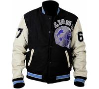 Suiting Style Beverly Detroit Hardy Hills Cop Bomber Tom Varsity Veste en laine et cuir pour homme, Laine + cuir synthétique (crème), 3XL