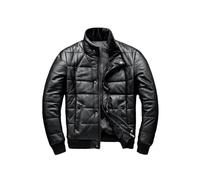 Suiting Style Blouson de motard en cuir matelassé pour homme Noir, Noir , XXL