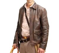 Suiting Style Harrison Jones Veste en cuir véritable vintage pour homme Raiders of The Lost Ark Marron vieilli, marron, 3XL
