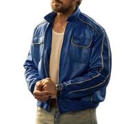 Suiting Style Ryan Gosling Blue Chase For Carrera Blouson de moto en similicuir pour homme, bleu, S