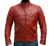 Suiting Style Smallville Clark Kent Veste de vélo en cuir pour homme, Rouge, XL