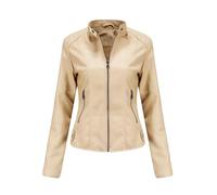 Suiting Style Vestes élégantes multicolores variantes pour femmes - Veste universitaire ajustée pour femme - Veste en cuir véritable, crème, S