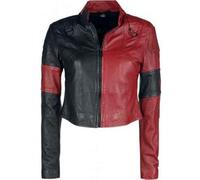 Suiting Style Women's Squad Veste en cuir véritable pour femme | Live Fast Die Harley Clown noir et rouge, cuir, L