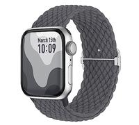Suitisbest Bracelet en nylon tressé antidérapant et extensible, compatible avec Apple Watch 42 mm, 44 mm, 45 mm, 46 mm, 49 mm, pour Apple Watch 11, 10, 9, 8, SE, 7, 6, 5, 4, 3, 2, 1, Ultra 3/2/1, gris