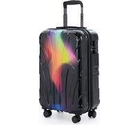 Suitline - Bagage à main valise rigide brillante Trolley 55 cm, avion Trolley 55x35x20 cm, Glossy Gradient Design valise de bord 4 roulettes, TSANeon Red Yellow