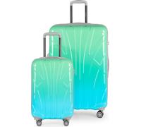 Suitline - Lot de 2 valises de bord + grande valise de voyage extensible, trolleys avec 4 roulettes doubles, design brillant Dégradé Valises Femme S + XL,Northern Lights