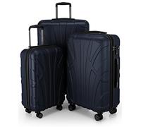 SUITLINE - Lot de 3 valises, Valises de Voyage, Trolley, Valises rigides, TSA, (55 cm, 66 cm, 76 cm), 100% ABS, Mat, Bleu foncé