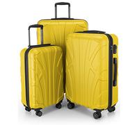 SUITLINE - Lot de 3 valises, Valises de Voyage, Trolley, Valises rigides, TSA, (55 cm, 66 cm, 76 cm), 100% ABS, Mat, Jaune