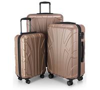 SUITLINE - Lot de 3 valises, Valises de Voyage, Trolley, Valises rigides, TSA, (55 cm, 66 cm, 76 cm), 100% ABS, Mat, Gold