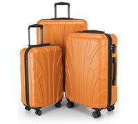 SUITLINE - Lot de 3 valises, Valises de Voyage, Trolley, Valises rigides, TSA, (55 cm, 66 cm, 76 cm), 100% ABS, Mat, Orange