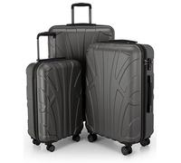 SUITLINE - Lot de 3 valises, Valises de Voyage, Trolley, Valises rigides, TSA, (55 cm, 66 cm, 76 cm), 100% ABS, Mat, Graphite