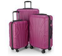 SUITLINE - Lot de 3 valises, Valises de Voyage, Trolley, Valises rigides, TSA, (55 cm, 66 cm, 76 cm), 100% ABS, Mat, Magenta