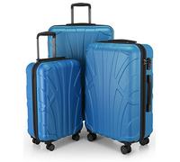 SUITLINE - Lot de 3 valises, Valises de Voyage, Trolley, Valises rigides, TSA, (55 cm, 66 cm, 76 cm), 100% ABS, Mat, Bleu Cyan