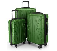 Suitline Set valises 3 pièces ABS rigides Cabine 55 cm Moyenne 66 cm Grande 76 cm Extensibles avec Serrure TSA 4 Roues Doubles poignée télescopique, Vert