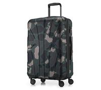 SUITLINE - Valise à roulettes, Bagage Coque Rigide avec Extension de Volume, Verrouillage TSA, 4 roulettes jumelées caoutchoutées, ABS, Mat 76 cm, 110 litres, Camouflage