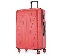 SUITLINE - Valise à roulettes, Bagage Coque Rigide avec Extension de Volume, Verrouillage TSA, 4 roulettes jumelées caoutchoutées, ABS, Mat 76 cm, 110 litres, Corail