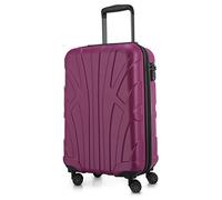 SUITLINE - Valise à roulettes, Bagage Coque Rigide avec Extension de Volume, Verrouillage TSA, ABS, Mat, 4 roulettes jumelées caoutchoutées, 66 cm, 68 litres, Magenta