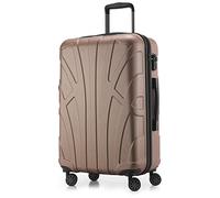 SUITLINE - Valise à roulettes, Bagage Coque Rigide avec Extension de Volume, Verrouillage TSA, ABS, Mat, 4 roulettes jumelées caoutchoutées, 66 cm, 68 litres, Gold