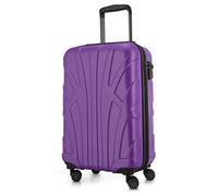Suitline Valise Cabine 55 x 35 x 20 cm (34 L) ABS Rigide avec Serrure TSA 4 Roues Doubles poignée télescopique légère Bagage Cabine Voyage Affaires, Violet