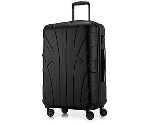 SUITLINE - Valise de Taille Moyenne Bagages Rigide, 66 cm, 68 Liter, Noir (Set de 3 valises)