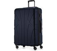 Suitline - Valise de voyage grande extensible, valise XL 4 roulettes, valise à roulettes coque rigide, trolley Hardcase Check-In Bagages 20-23 kg, sangle 158 cm, TSAD bleu foncé