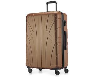 Suitline - Valise Plus Grande Bagages Rigide, 76 cm, 110 Liter, Marron | Coque Rigide ABS · Serrure TSA · Extensible · 4 Roues · Pièces Remplaçables · Bagage en Soute · Vacances · 2-3 Semaines