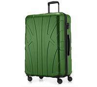 SUITLINE - Valise à roulettes, Bagage Coque Rigide avec Extension de Volume, Verrouillage TSA, 4 roulettes jumelées caoutchoutées, ABS, Mat 76 cm, 110 litres, Vert