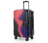 Suitline - Valise Trolley de Taille Moyenne, 66 cm avec Soufflet Extensible, Bagage enregistrée, 4 roulettes Doubles capacité 68 L, TSA, Finition Brillante, Rouge Néon