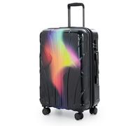 Suitline - Valise Trolley de Taille Moyenne, 66 cm avec Soufflet Extensible, Bagage enregistrée, 4 roulettes Doubles capacité 68 L, TSA, Finition Brillante, Rouge et Jaune Néon
