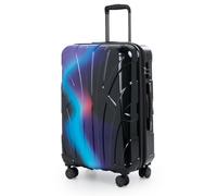 Suitline - Valise Trolley de Taille Moyenne, 66 cm avec Soufflet Extensible, Bagage enregistrée, 4 roulettes Doubles capacité 68 L, TSA, Finition Brillante, Bleu Néon