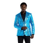 Suitmeister Blazer Bleu de fête pour Hommes - Noël, Nouvel an - Veste de Costume à Paillettes Brillantes - Bleu